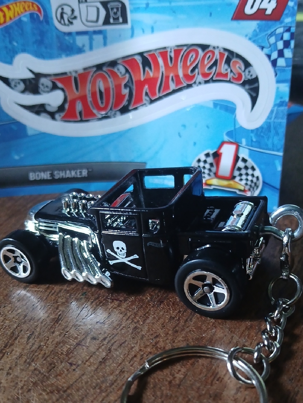Black Bone Shaker Hot Wheels Die-Cast Car Keychain